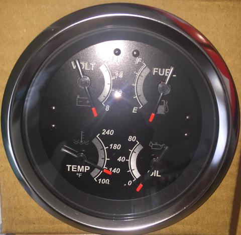 Combi Gauge Fuel Volt Oil Temp (Black Sterling) - Veethree