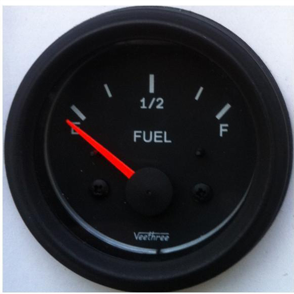 Fuel Gauge 12v (black Dial Black Bezel) With Sender - Veethree