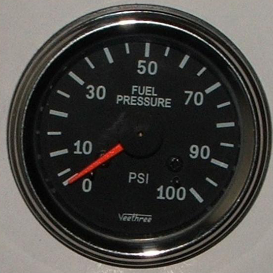 Fuel Pressure Gauge (Black dial/Chrome bezel) Veethree