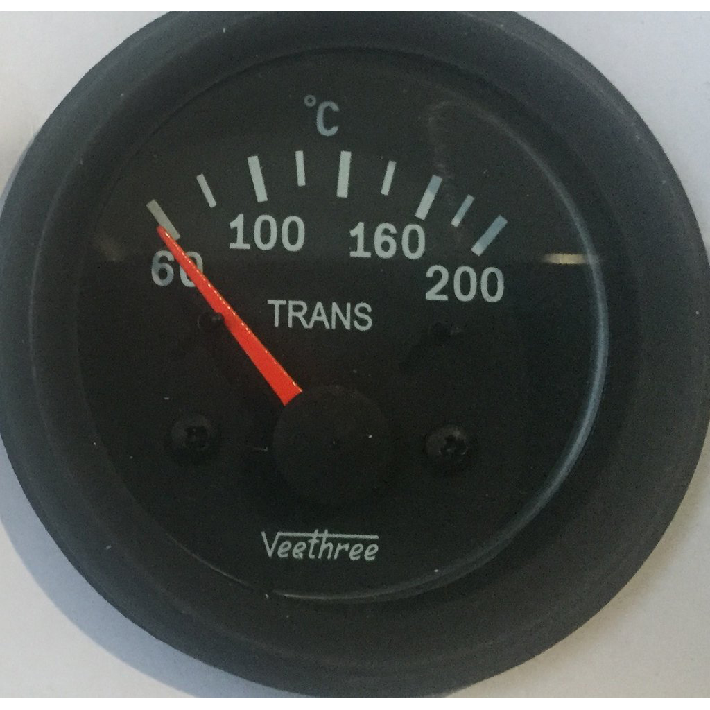 Transmission Temperature Gauge (Black dial) 24V with Sender Veethree