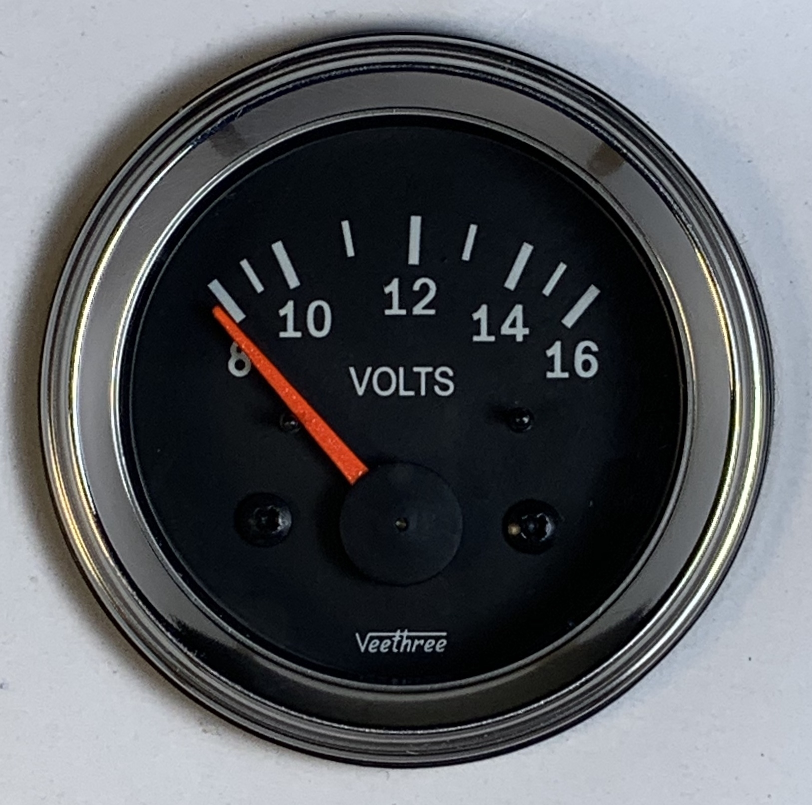 Voltmeter (Black dial/Chrome bezel) 8V16V Veethree