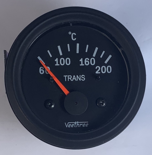 Transmission Temperature Gauge (Black dial/Black bezel) 12V with Sender